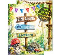 VULAVA 12 biglietti di invito per compleanno dei bambini, motivo: foresta di arrampicata, per bambini e bambine. I biglietti Boulder Party sono un invito per bambini, per arrampicata, compleanno
