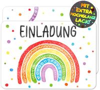 VULAVA 12 biglietti di invito per il compleanno dei bambini e le feste - i biglietti colorati con design acquerello arcobaleno sono l'invito per ragazze, ragazzi, bambini per il compleanno del bambino