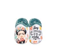 VULCA-BICHA 1371 Pantofole da casa da donna con stampa Frida Kahlo animata, cinelle invernali con soletta estraibile, realizzate in Spagna DONNA SCARPE CASA, Verde, 39 EU