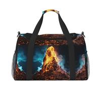 vulcano 2 stampa bagaglio a mano per donne uomini spalla Weekender Crossbody Bag per Yoga Viaggi Must Haves, nero, Taglia unica