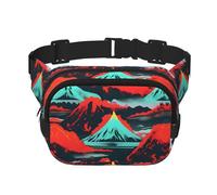 Vulcano Bloom Stampa Piazza Doppio Strato Borsa Marsupio Trendy Pack Borsa Da Viaggio con Bel Regolabile, nero, Taglia unica