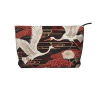 Vulcano - Trousse da viaggio in velluto a coste, con stampa di vulcano, trousse per cosmetici, organizer per donne, mamme e ragazze, Due gru crisantemi, Taglia unica, Beauty case