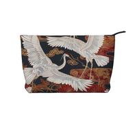 Vulcano - Trousse da viaggio in velluto a coste, con stampa di vulcano, trousse per cosmetici, organizer per donne, mamme e ragazze, Due gru Crisantemi 1, Taglia unica, Beauty case