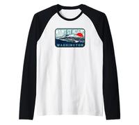 Vulcano Vintage Mount Saint Helens Washington Stile retrò Maglia con Maniche Raglan
