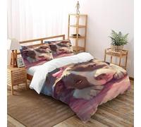 VulcanTrade cucciolo arco rosa Stampa 3D traspirabile Biancheria Da Letto Facile Cura 3 Pezzi Microfibra Resistente Alle Rughe 2 Cuscini Cerniera Chiusa King（220x240cm） Per Adulti, Donne E Bambini