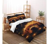 VulcanTrade cucciolo scintilla Stampa 3D traspirabile Set Copertura Piumino 3 Pezzi Microfibra Ipoallergenica 2 Cuscini Cerniera Chiusa King（220x240cm） Per Adulti, Donne E Bambini