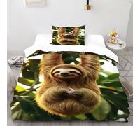 VulcanTrade Doppia pigrizia armata Stampa 3D animalei animati Set Copertura Piumino 2 Pezzi Microfibra Ipoallergenica Cuscini Cerniera Chiusa Single（135x200cm） Per Adulti, Donne E Bambini