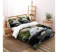 VulcanTrade Il coniglio nella rete Stampa 3D animale Set Copertura Piumino 3 Pezzi Microfibra Morbida 2 Cuscini Cerniera Chiusa Super King（260x220cm） Per Adulti, Donne E Bambini