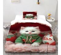 VulcanTrade Il gatto nella stanza rosa Stampa 3D Animali anime Biancheria Da Letto Facile Cura 2 Pezzi Microfibra Ipoallergenica Cuscini Cerniera Chiusa Single(135x200cm) Per Adulti, Donne E Bambini