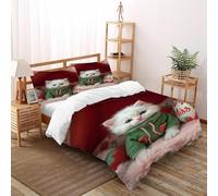 VulcanTrade Il gatto nella stanza rosa Stampa 3D Animali anime Set Copertura Piumino 3 Pezzi Microfibra Ipoallergenica 2 Cuscini Cerniera Chiusa Super King(260x220cm) Per Adulti, Donne E Bambini