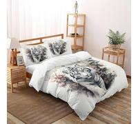 VulcanTrade La tigre nel dipinto Stampa 3D Set Copertura Piumino 3 Pezzi Microfibra Ipoallergenica 2 Cuscini Cerniera Chiusa Double(200x200cm) Per Adulti, Donne E Bambini