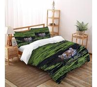 VulcanTrade La tigre nel muschio Stampa 3D Biancheria Da Letto Facile Cura 3 Pezzi Microfibra Resistente Alle Rughe 2 Cuscini Cerniera Chiusa Double(200x200cm) Per Adulti, Donne E Bambini