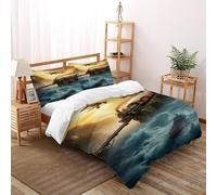 VulcanTrade Nave treno aereo Stampa 3D Means of Transportation Set Copertura Piumino 3 Pezzi Microfibra Morbida 2 Cuscini Cerniera Chiusa Double(200x200cm) Per Adulti, Donne E Bambini