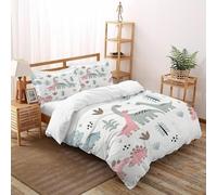 VulcanTrade piante dinosauri Stampa 3D traspirabile Set Copertura Piumino 3 Pezzi Microfibra Ipoallergenica 2 Cuscini Cerniera Chiusa Super King（260x220cm） Per Adulti, Donne E Bambini