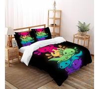 VulcanTrade pila di axolotls Stampa 3D ipoallergenico Set Copertura Piumino 3 Pezzi Microfibra Resistente Alle Rughe 2 Cuscini Cerniera Chiusa King（220x240cm） Per Adulti, Donne E Bambini