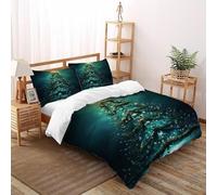 VulcanTrade Punto stella nero Stampa 3D albero Set Copertura Piumino 3 Pezzi Microfibra Resistente Alle Rughe 2 Cuscini Cerniera Chiusa King（220x240cm） Per Adulti, Donne E Bambini