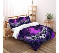 VulcanTrade Un calcio con ali Stampa 3D Calcio volante Biancheria Da Letto Facile Cura 3 Pezzi Microfibra Morbida 2 Cuscini Cerniera Chiusa Double（200x200cm） Per Adulti, Donne E Bambini