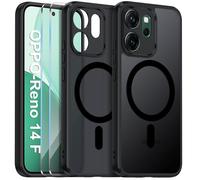 Vuletc Cover Opaca Magnetica per OPPO Reno 14 F/14 FS 5G con 2 Pezzi Vetro Temperato, Custodia Sottile Antiurto Anti-impronte, Nero
