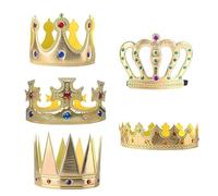 Vulevirtue Cerchietto con Corona,5 pezzi corona re cappello per feste re regina,corona reale, corona di compleanno per bambini,Corona del re per Bambini, corona per bambini adulti