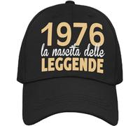 Vulfire Cappello 1976 Uomo Donna Regalo Compleanno Originale Anni Idee Regali età per Lui per lei Taglia Unica Cappello Nero con Visiera Nascita delle Leggende (Nero)