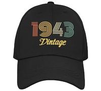 Vulfire Cappello Uomo Donna Vintage 1943 Regalo Compleanno Originale Anni Idee Regali età per Lui per lei Taglia Unica Cappello Nero con Visiera (Nero, 1943 - Baseball)