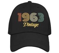 Vulfire Cappello Uomo Donna Vintage 1963 Regalo Compleanno Originale Anni Idee Regali età per Lui per lei Taglia Unica Cappello Nero con Visiera (Nero, 1963 - Baseball)