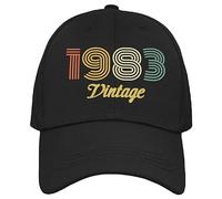 Vulfire Cappello Uomo Donna Vintage 1983 Regalo Compleanno Originale Anni Idee Regali età per Lui per lei Taglia Unica Cappello Nero con Visiera (Nero, 1983 - Baseball)