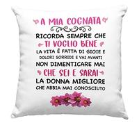 Vulfire Cognata Cuscino Personalizzato Con Frase Dedica Regalo uomo e donna originale Idee Regali, Dedica Ti Voglio Bene - con Imbottitura (40_x_40_cm, Cognata)