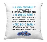 Vulfire Cognato Cuscino Personalizzato Con Frase Dedica Regalo uomo e donna originale Idee Regali, Dedica Ti Voglio Bene - con Imbottitura (40_x_40_cm, Cognato)
