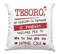 Vulfire Coppia Cuscino da Personalizzare con dedica Regalo Anniversario originale Idee Regali per lei e per lui Natale moglie e marito, Regalo fidanzati - con Imbottitura (40_x_40_cm, Bianco)