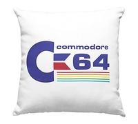 Vulfire Cuscino Commodore C64 Anni 80 Vintage Nerd Retro, Home Computer Divertente Humor Idea Regalo Originale Arredo Casa Divano Letto - con Imbottitura (40_x_40_cm, Bianco)