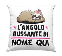 Vulfire Cuscino personalizzabile L'angolo russante, Cuscino personalizzato 40x40 cm per chi russa, Idea Regalo per Natale, Regalo compleanno - con Imbottitura (Bianco 2, 40_x_40_cm)