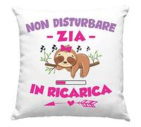 Vulfire Cuscino Zia Speciale, Idea Regalo di Compleanno Originale, Frase Divertente, Non disturbare Zia in ricarica Divano Letto - con Imbottitura (40_x_40_cm, Zia)
