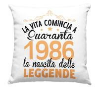 Vulfire Federa per Cuscino personalizzato Idea Regalo per compleanno 1986 La vita comincia a quaranta la nascita delle leggende, festa dei 40 anni - senza Imbottitura (Bianco)