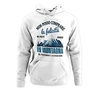 Vulfire Felpa con Cappuccio Unisex Non Posso Comprare la Felicità ma Posso Andare in Montagna Che praticamente è la Stessa Cosa. Idea Regalo per Chi AMA la Montagna. Felpa Montagna (Bianco, XXL)