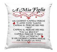 Vulfire Figlia Federa per Cuscino Regalo A mia figlia compleanno originale Idee Regali per lei per Natale mamma e figlia, Regalo donna - senza Imbottitura (Bianco, 40_x_40_cm)
