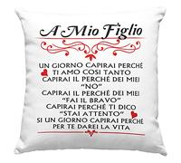 Vulfire Figlio Federa per Cuscino Regalo A mio figlio compleanno originale Idee Regali per lui per Natale Mamma e figlio, Regalo uomo - senza Imbottitura (Bianco, 40_x_40_cm)