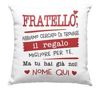 Vulfire Fratello Cuscino Personalizzabile Regalo uomo e donna compleanno originale, Idee Regali per lui e lei per Natale - con Imbottitura (40_x_40_cm, Fratello (noi))