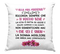 Vulfire Madrina Federa per Cuscino Personalizzato Con Frase Dedica Regalo uomo e donna originale Idee Regali, Dedica Ti Voglio Bene - con Imbottitura (40_x_40_cm, Madrina)