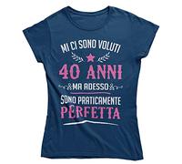 Vulfire Maglietta Donna 40 Anni, Mi Ci Sono Voluti 40 Anni ma Adesso Sono Perfetta, Idea Regalo Originale Compleanno quarant'anni, T-Shirt Stampa Divertente età Quaranta (Blu Navy, XL)