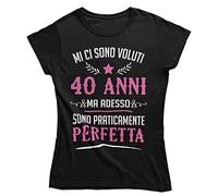 Vulfire Maglietta Donna 40 Anni, Mi Ci Sono Voluti 40 Anni ma Adesso Sono Perfetta, Idea Regalo Originale Compleanno quarant'anni, T-Shirt Stampa Divertente età Quaranta (Nero, XL)