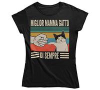 Vulfire Maglietta Donna Miglior Mamma Gatto di Sempre. Maglietta Gatto Donna, t Shirt Gatto Nero Donna, Vestiti Gatti, Tshirt Gattini. (Nero, L)