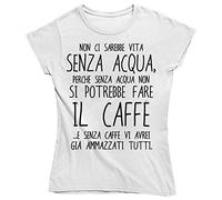 Vulfire Maglietta Donna Non Ci Sarebbe Vita Senza Acqua (Bianco, XL)