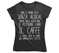 Vulfire Maglietta Donna Non Ci Sarebbe Vita Senza Acqua (Nero, XL)