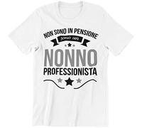 Vulfire Maglietta Non Sono in Pensione Sono Un Nonno Professionista (Bianco, L)