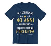 Vulfire Maglietta Uomo 40 Anni Mi Ci Sono Voluti 40 Anni Ma Adesso Sono Perfetto Idea Regalo Originale Compleanno Quarant'anni T-Shirt Stampa Divertente età (L, Blu)