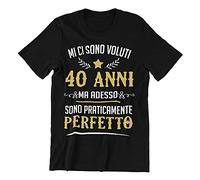 Vulfire Maglietta Uomo 40 Anni Mi Ci Sono Voluti 40 Anni Ma Adesso Sono Perfetto Idea Regalo Originale Compleanno Quarant'anni T-Shirt Stampa Divertente età (M, Nero)