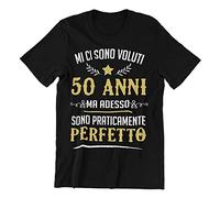 Vulfire Maglietta Uomo 50 Anni Mi Ci Sono Voluti 50 Anni Ma Adesso Sono Perfetto Idea Regalo Originale Compleanno papà Cinquant'anni T-Shirt Stampa Divertente età Cinquanta (Nero, M)
