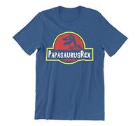 Vulfire Maglietta Uomo, Festa del papà, PapàsaurusRex (Blu, M)