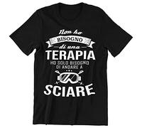 Vulfire Maglietta Uomo Non Ho Bisogno di Una Terapia Ho Solo Bisogno di Andare a Sciare. Idea Regalo per Chi AMA Gli Sci. t Shirt Sci Uomo. (Nero, XL)